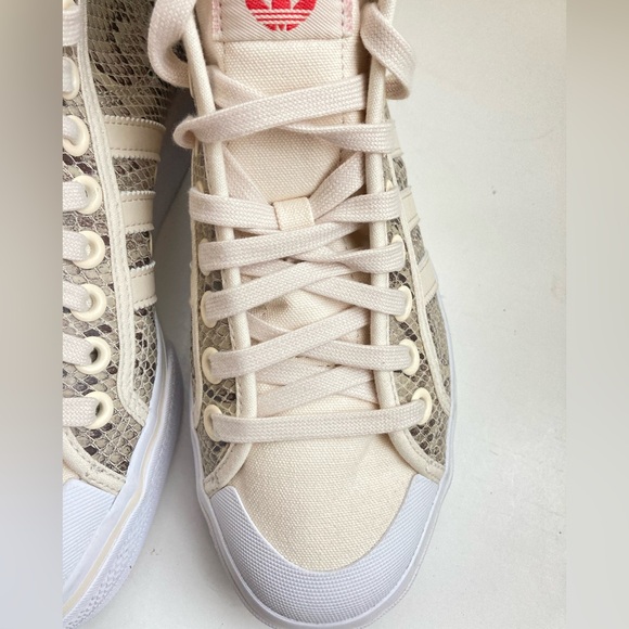 Adidas platform sneakers hi tops sneakers snake skin upper beige white sz 8 new - Picture 7 of 12